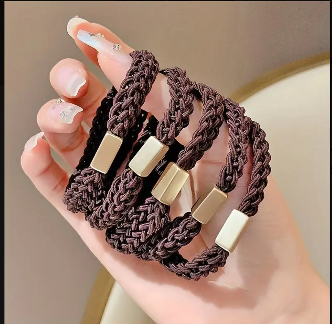 Braided Elastic Hair Ties 5pcs